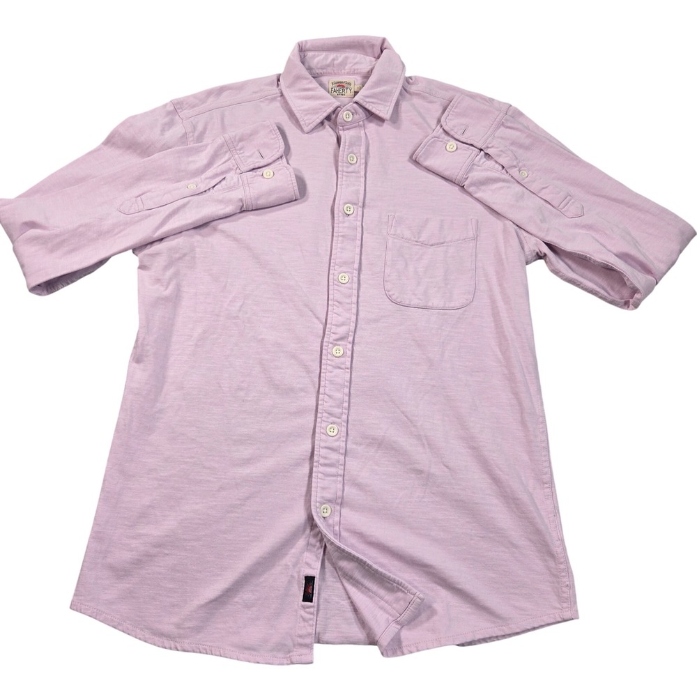 Faherty Mens Shirt Purple Small Organic Cotton Knit Button Up MXU2305-FDL